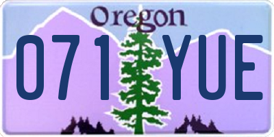OR license plate 071YUE