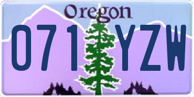 OR license plate 071YZW