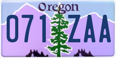 OR license plate 071ZAA