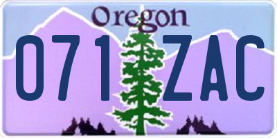 OR license plate 071ZAC
