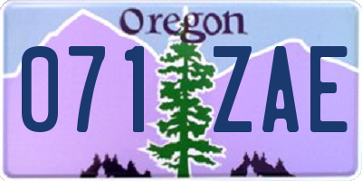 OR license plate 071ZAE