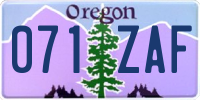 OR license plate 071ZAF
