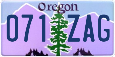 OR license plate 071ZAG