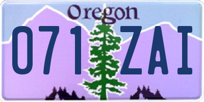 OR license plate 071ZAI