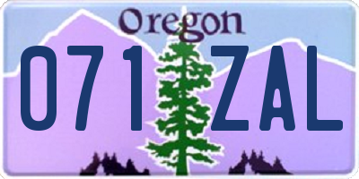 OR license plate 071ZAL