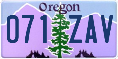 OR license plate 071ZAV
