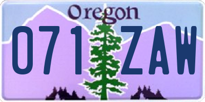 OR license plate 071ZAW