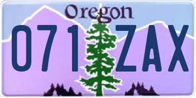 OR license plate 071ZAX