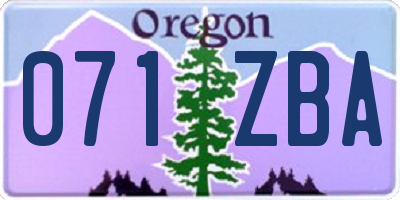 OR license plate 071ZBA