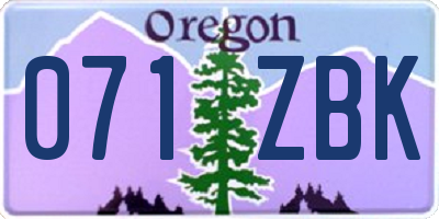 OR license plate 071ZBK