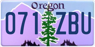 OR license plate 071ZBU