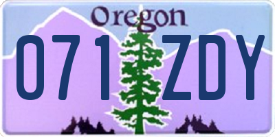 OR license plate 071ZDY