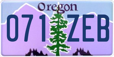 OR license plate 071ZEB