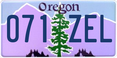 OR license plate 071ZEL