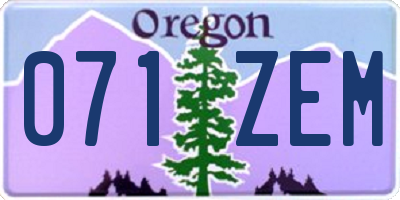 OR license plate 071ZEM