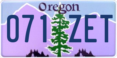 OR license plate 071ZET