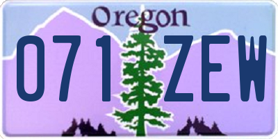 OR license plate 071ZEW