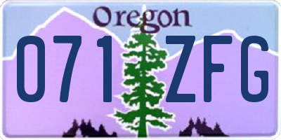 OR license plate 071ZFG