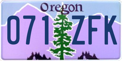OR license plate 071ZFK