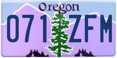 OR license plate 071ZFM