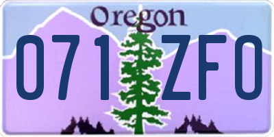OR license plate 071ZFO