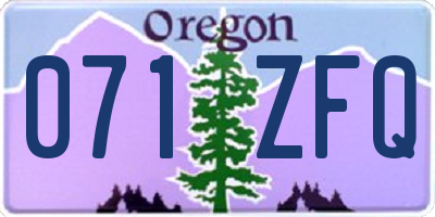 OR license plate 071ZFQ