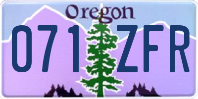 OR license plate 071ZFR