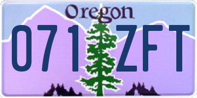 OR license plate 071ZFT
