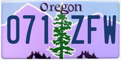 OR license plate 071ZFW