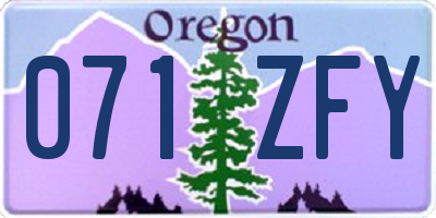OR license plate 071ZFY