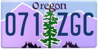 OR license plate 071ZGC