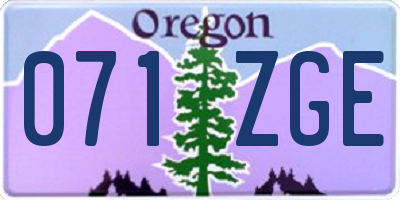 OR license plate 071ZGE