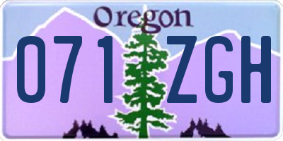 OR license plate 071ZGH