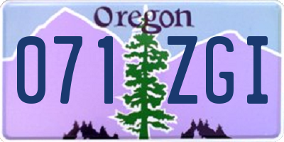 OR license plate 071ZGI