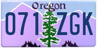 OR license plate 071ZGK