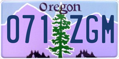 OR license plate 071ZGM