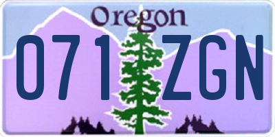 OR license plate 071ZGN