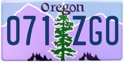 OR license plate 071ZGO