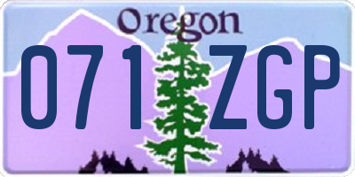 OR license plate 071ZGP