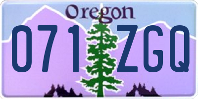 OR license plate 071ZGQ