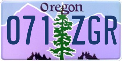 OR license plate 071ZGR