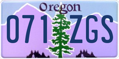 OR license plate 071ZGS