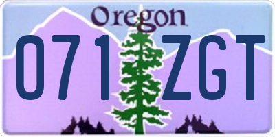 OR license plate 071ZGT