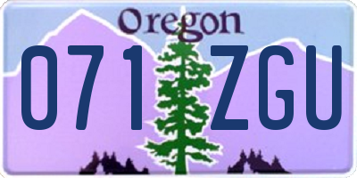 OR license plate 071ZGU