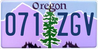 OR license plate 071ZGV