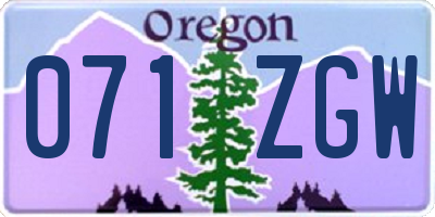 OR license plate 071ZGW