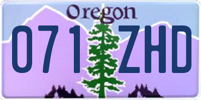 OR license plate 071ZHD
