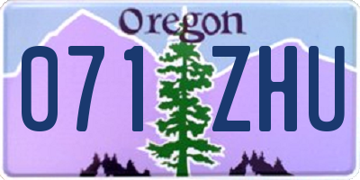 OR license plate 071ZHU