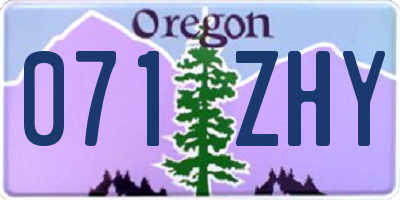 OR license plate 071ZHY