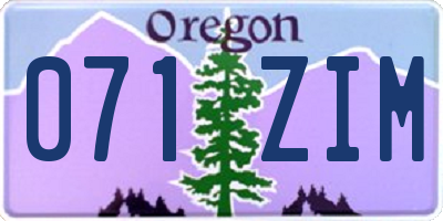 OR license plate 071ZIM